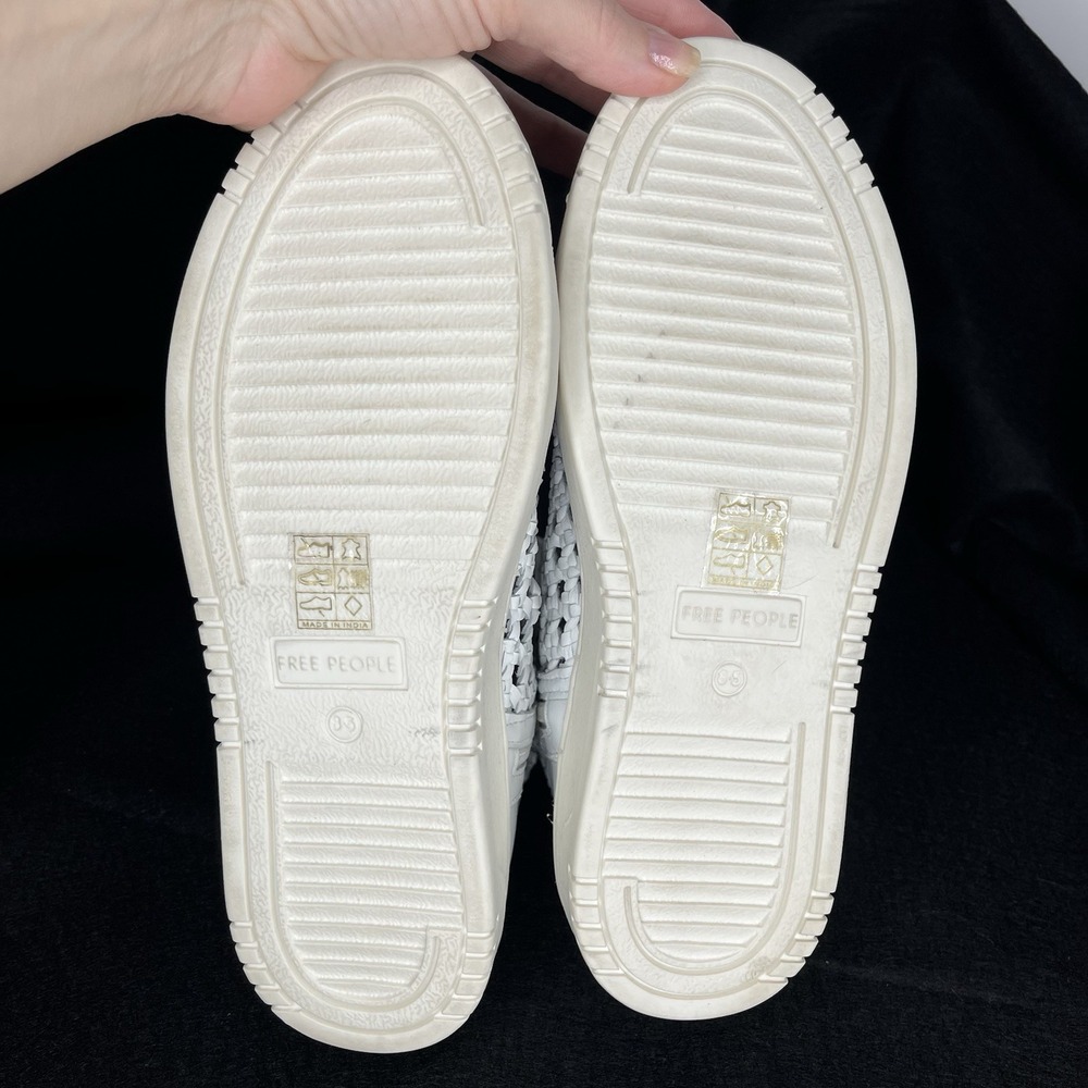 Free People Hayes High Top Sneakers Lace Up Side Zip Woven Ivory White 8.5 - Picture 9 of 12